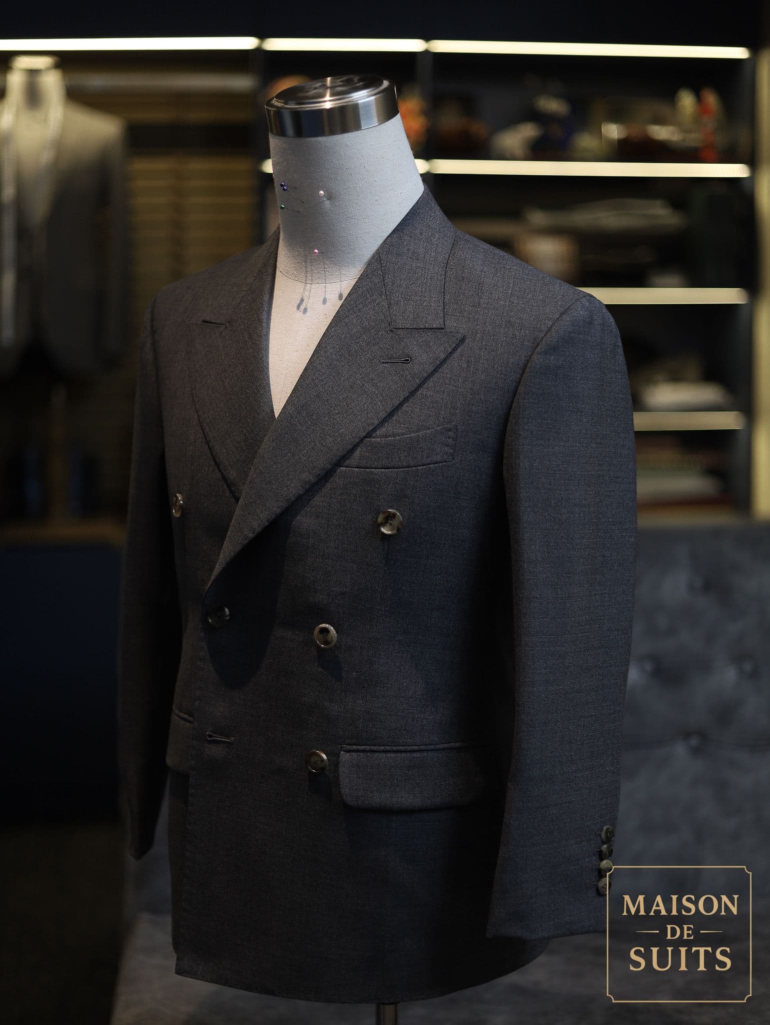 Drapers 2ply Mid Grey Double Breasted Suit
