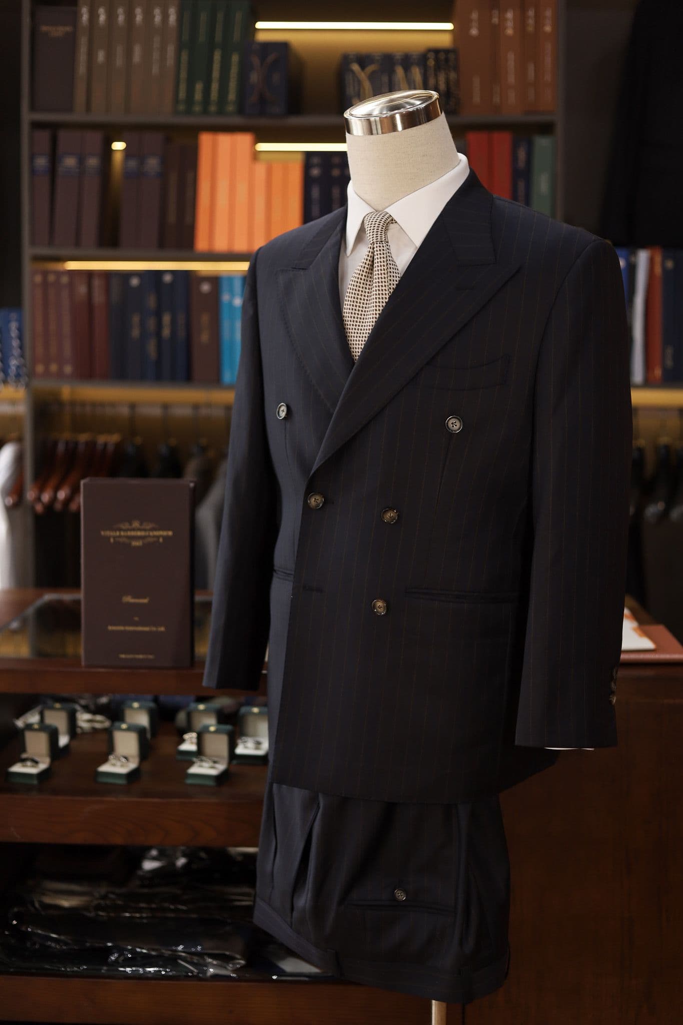 VBC Perennial Navy Pinstripe Double Breasted Suit